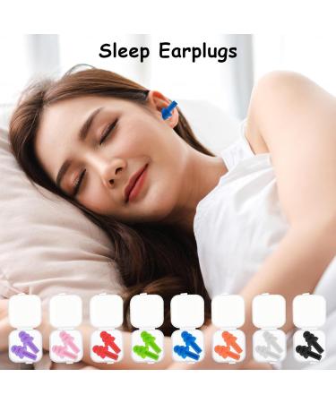 Buy Noise Cancelling Earplugs for Sleeping - 8 Pairs Reusable Silicone Waterproof Soft Ear Protection for Swimming Snoring & Noisy Environments - Buy Online on GoSupps.com