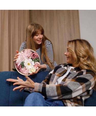 Romantic Soap Flowers Gift Box - Perfect Mother's Day Valentine's & Anniversary Gifts for Women | Round Bath Roses with Greeting Card - Buy Online on GoSupps.com