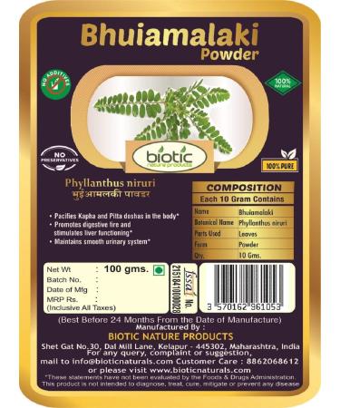  MOSHA MOSHA Bhumi Amla Powder (Phyllanthus Niruri) Bhoomi Amla/Bhuiamlaki Powder 100 g - Buy Online on GoSupps.com