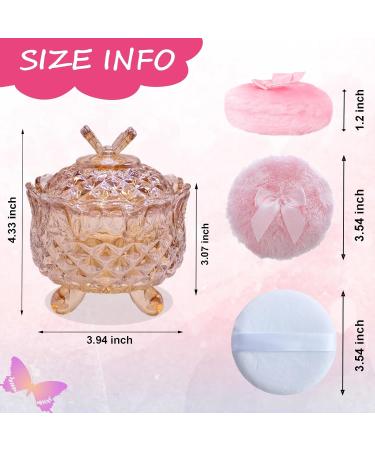 5 Pieces Large Body Powder Puff and Powder Container Crystal Case for Dust Puff Powder applicator with Box for Face and Body (Amber Butterfly) Butterfly Amber - Buy Online on GoSupps.com
