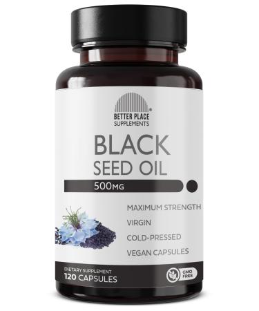 Black Seed Oil Capsules | (Non-GMO & Vegan) Cold-Pressed Nigella Sativa Providing Pure Black Cumin Seed Oil | Super Antioxidant for Digestion Joints Hair & Skin | 500mg per Capsule 1