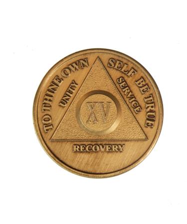 15 Year Bronze AA (Alcoholics Anonymous) - Sober / Sobriety / Birthday / Anniversary / Recovery / Medallion / Coin / Chip