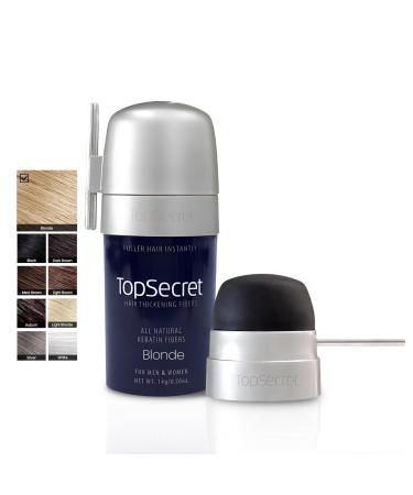 Top Secret Hair Thickening Building Fibers Applicator Included - Undetectable & Natural Hair Filler for Men & Women - Instantly Fill In Thinning Hair - Weather & Sweat Resistant (Blonde Regular)