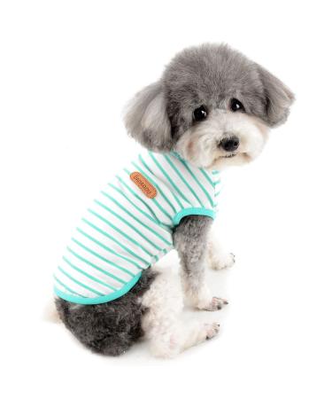 Zweitea summer dog shirts for small dogs striped breathable vest t-shirts soft cotton puppy clothing pets pet sleeves tank top chihuahua basic tea shirt clothing green xl xl green green
