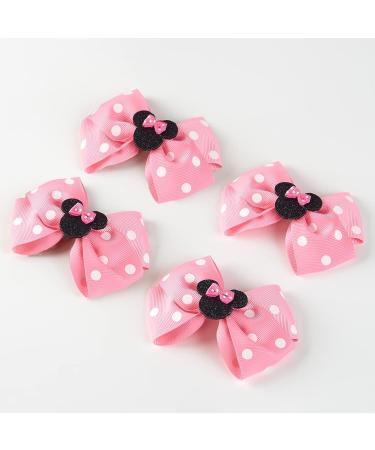 4Pcs 4Inch Polka Dot Pink Mouse Ears Bow Clips for Girls & Women - Birthday Party Decorations & Costume Hair Accessories - Buy Online on GoSupps.com