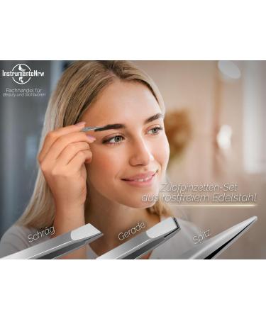 Premium Stainless Steel Hair Plucking Tweezers Set - Straight Slanted & Pointed Eyebrow Tweezers for Precision Hair Removal - Buy Online on GoSupps.com