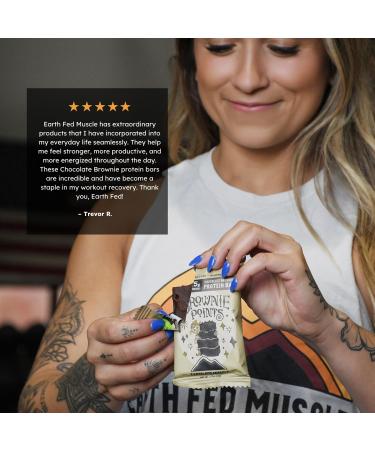 Earth Fed Muscle Brownie Points Chocolate Brownie Grass Fed Whey Protein Bars | 15g Protein Snack | Gluten Free Non-GMO All-Natural Clean Energy | 2.12 oz Bars (10 Count) - Buy Online on GoSupps.com