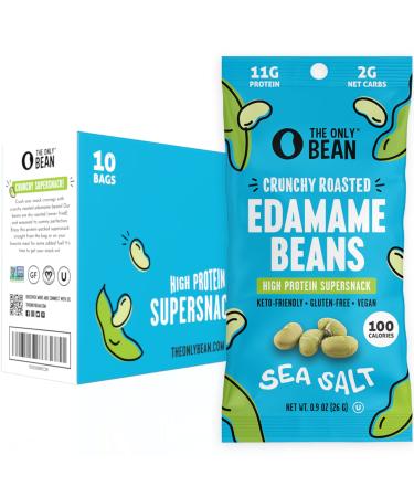 The Only Bean Crunchy Dry Roasted Edamame Snacks (Sea Salt), Keto Snack Food, High Protein (11g) Healthy Snacks, Asian Japanese Snack Gluten Free Lunch Vegan Food 100 Calorie Snack Pack, 0.9oz 10 Pack #1 Sea Salt 0.9 Ounce (Pack of 10)