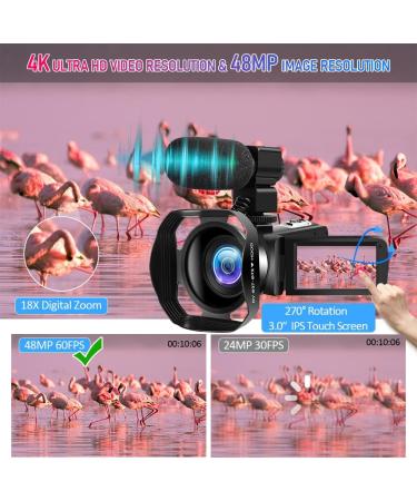 4K Video Camera Camcorder 48MP 60FPS WIFI Digital 18X Zoom IR Night Vision Vlogging Camera with Microphone & Stabilizer - Remote Control - Buy Online on GoSupps.com