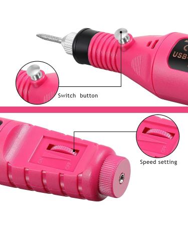Portable Electric Nail Drill Kit with USB Cable - Rose Red Manicure Rotary Tool for Women | Christmas Gift - Buy Online on GoSupps.com