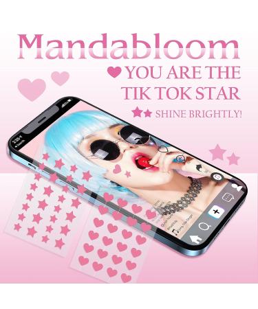 Mandabloom Acne Patches Pink Heart & Star Shaped Hydrocolloid Pimple Cover Patch with Tea Tree Oil - 104 Patches 14mm & 12mm - Buy Online on GoSupps.com