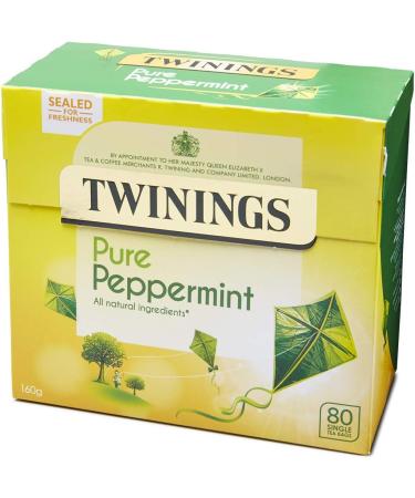 Twinings Pure Peppermint Tea Bags - 80 Count Pack for Refreshing Minty Flavor | 160g - Buy Online on GoSupps.com