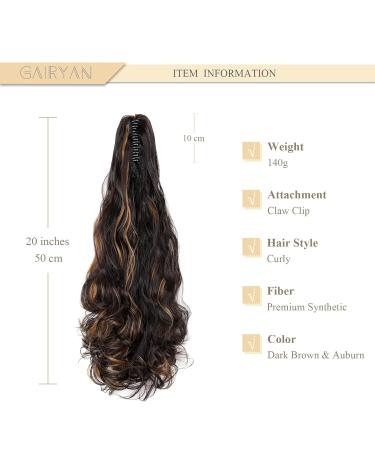 Buy Gairyan 50cm Curly Claw Clip Ponytail Extensions - Dark Brown & Light Brown Synthetic Hair for Women - Buy Online on GoSupps.com