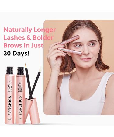 ForChics ForLash & ForBrow Growth Serum Bundle - Fuller Eyelashes & Eyebrows | Organic & Vegan Formula - 0.10 fl. oz/3ml - Buy Online on GoSupps.com