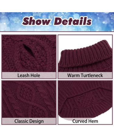 Bingpet Turtleneck Knitted Sweater for Dogs & Cats - Classic Braid Pattern Winter Pullover Coat in Violet | Warm Apparel for Small/Medium Pets - Buy Online on GoSupps.com