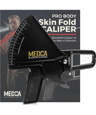 Pro Body Skin Caliper - Accurate Handheld BMI Measuring Tool for Men and Women - Monitoring Fitness and Weight Loss Goals - Includes Instructions and Body Fat Chart - Black - Buy Online on GoSupps.com