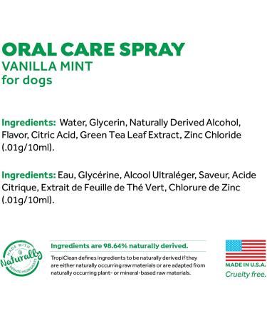 Fresh Breath Vanilla Mint Oral Care Spray for Dogs 4oz - Made in USA | TropiClean - Buy Online on GoSupps.com