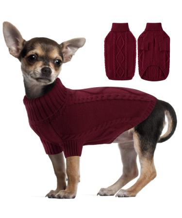 Winter warm fleece dog sweater puppy clothing soft knitted dog sweaters for medium -sized dogs sweet sweater cat coat Christmas holiday pet outfits clothing burgund l l bordeauxx - Buy Online on GoSupps.com