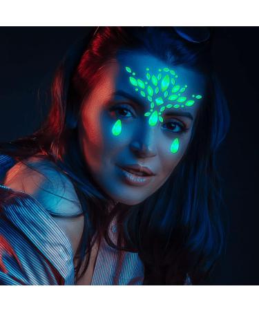 Glow in the Dark Face Jewels and Chunky Glitter Set for Halloween Makeup - 14 Sheets - Buy Online on GoSupps.com