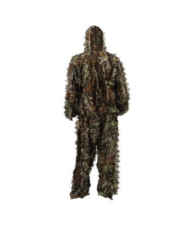 Zicac Outdoor Camo Ghillie Suit 3D Leafy Camouflage Clothing Jungle Woodland Hunting Leafy Green Height 5.9-6.2 ft