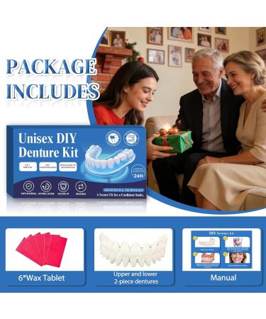 DIY Denture Kit for Emergency Replacement - Natural Looking Comfort-Fit Fake Teeth Upper & Lower Set for Everyday Use Universal Size for Men & Women - Buy Online on GoSupps.com