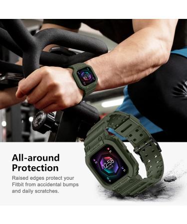amBand Compatible for Fitbit Versa 4/ Fitbit Versa 3/ Fitbit Versa 2/ Fitbit Versa Lite/Fitbit Sense 2/ Fitbit Sense Bands with Case Protective Case Strap Rugged Sport Protector Wristbands Men Green Green Fitbit Sense 2/1 & Versa 4/3/2/1 & Versa Lite - Buy Online on GoSupps.com