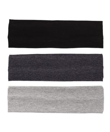 Mapofbeauty 3 Pack Yoga Headbands - Stretchy Cotton Hair Wraps for Sports Running & Gym (Black Dark Gray Gray) - Buy Online on GoSupps.com