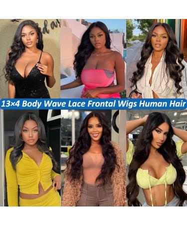 Lace Front Human Hair Wig 22 Inch Body Wave 180% Density - Pre Plucked Natural Black for Black Women - Buy Online on GoSupps.com