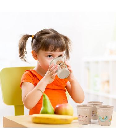 Set of 4-4 oz Eco-Friendly Bamboo Cups for Kids with Adorable Children's Art - BPA Free Toddler Smoothie Cup - Shatter Proof Drinking Cups for Bathroom - Open Child Cup - Buy Online on GoSupps.com