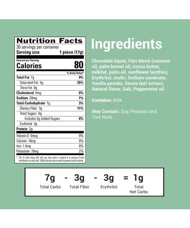 Sugar-Free Chocolate Mint Keto Cups - 30 Pack | Low Carb & Gluten-Free Fat Bomb Snacks - 7g Healthy Fat | Non-GMO & All-Natural Ingredients - Buy Online on GoSupps.com