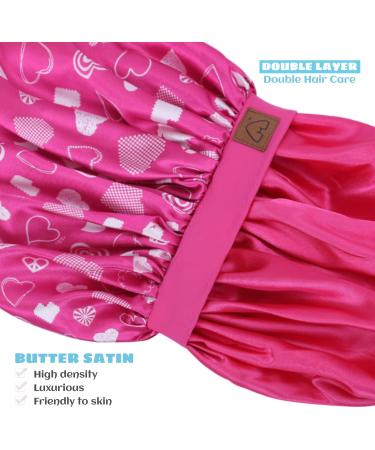 Kid's Satin Sleep Cap for Curly Hair | Adjustable Silk Hair Bonnet for Baby & Toddler | Heart Design | Ages 1-8 - Buy Online on GoSupps.com