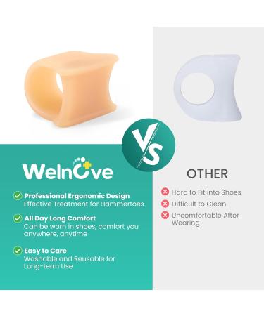 Welnove Hammertoe Corrector - 6 Pack Soft Gel Toe Splints - Toe Straighteners for Bent, Curled, Crooked Toes - Toe Corrector for Men and Women - 3 Sizes (Beige) - Buy Online on GoSupps.com