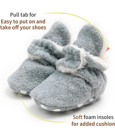 TMEOG Baby Booties | Infant Winter Slippers | Newborn First Walking Shoes | Boys Girls 0-18 Months | Light Grey Furry - Buy Online on GoSupps.com