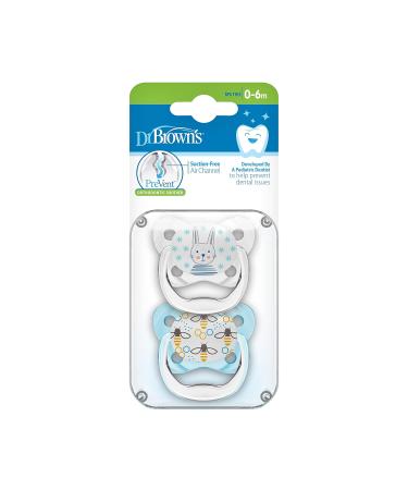 Buy Dr. Brown's Prevent Silicone Pacifier T-1 (0-6 Months) - Blue & White 2 Pack | International Shipping Available - Buy Online on GoSupps.com