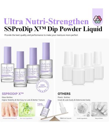 SAVILAND Dip Powder Liquid Set: 15ml Nail Dip Liquid Set Castor Oil VE VB5 VB7 Dip Powder Base & Top Activator Brush Saver Dip Powder Nail Kit for Nail Art DIY Salon - Buy Online on GoSupps.com