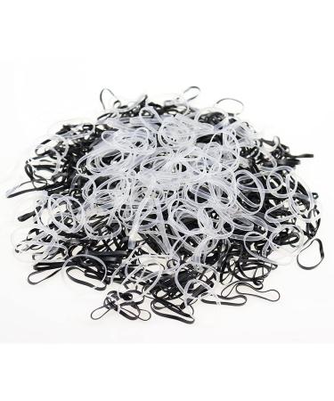 Uberming 2000 pieces of hair tie mini rubber bands black and clear elastic hair band soft hair rubber bands for braids Small dreadlocks wedding hairstyle and more