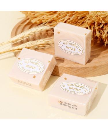 Anulely Moisturing Soap Rice Milk Soap Bar Natural Thai Rice Milk Soap Body Soap 3 Handmade Brightening Soap Body Cleansing Rice Soap For Face Body Hand - Buy Online on GoSupps.com
