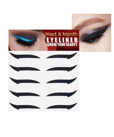 Stick On Glitter Eyeliner | Instant -Adhesive Eyeliner Stencil Sparkle 5 Pairs Sticker Eyeliner Tool Makeup Eyeliner Stickers Winged Eyeliner Stencil for Eye Makeup Tool Fulenyi Black (Five Pairs)