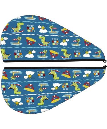 Dinosaur Beach Vacation Microfiber Hair Towel - Super Absorbent Coral Velvet Wrap for Long Curly & Thick Hair - Buy Online on GoSupps.com