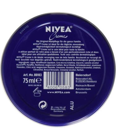 Nivea Creme 75ml Fragrance-Free - 75ml Moisturizer for Sensitive Skin - Buy Online on GoSupps.com