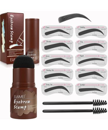 Eyebrow Stamp Stencil Kit, Professional Eyebrow Stamp and Stencil Kit for Perfect Brow, Long-lasting, Waterproof Eyebrow Tools Powder Kit for Women Makeup (Natural Black)