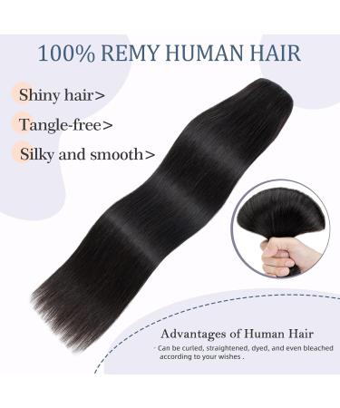 Shop Clip-In Real Hair Extensions - Thick 1 Piece with 5 Clips | 7A Remy Hair | 40cm 80g | Natural Black (1B) - Perfect for Instant Volume! - Buy Online on GoSupps.com