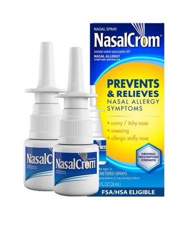NasalCrom Nasal Spray Allergy Symptom Controller | 200 Sprays | .88 FL OZ (2 Pack) 0.88 Fl Oz (Pack of 2)