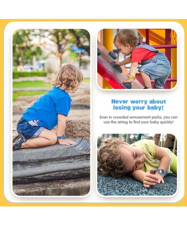 VEGO Kids AirTag Bracelet 2+4Pack - Silicone Watch Bands + Anti-Scratch Films - Metal Studs Wristband for AirTag - Yellow & Blue - Buy Online on GoSupps.com