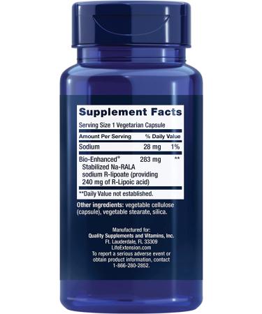Life Extension Super R-Lipoic Acid 240 mg - 60 Veg Capsules | Antioxidant Support - Buy Online on GoSupps.com