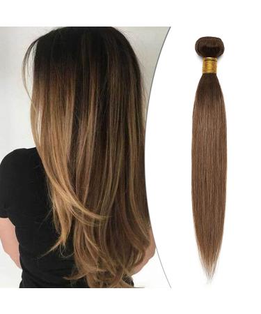 SEGO TREEN REAL HAIR 1 BUNDLE WEAVE HUMAN Hair Brazilian Extensions Straight Virgin 100% unprocecious real hair hair extension smooth 16 "1 bundle of medium brown/chestnut brown