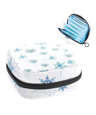 Anna Cowper Blue Snow Flake Sanitary Napkin Storage Bag Feminine Menstrual Cup Pouches Nursing Pad Holder Tampon Bags Portable Period Bag for Women Teen Girls 1Pcs Multi-colored 16