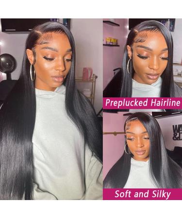 22 HD Lace Frontal Wig | Straight Brazilian Virgin Human Hair | 13x4 Glueless Pre Plucked Black Wig for Women (22 inch) - Buy Online on GoSupps.com
