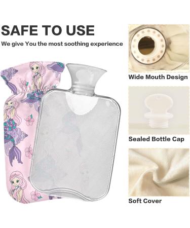 Sea Travel Mermaid Hot Water Bottle - 2L Large Pain Relief Bag with Cozy Cover for Bed Hands & Feet - Buy Online on GoSupps.com