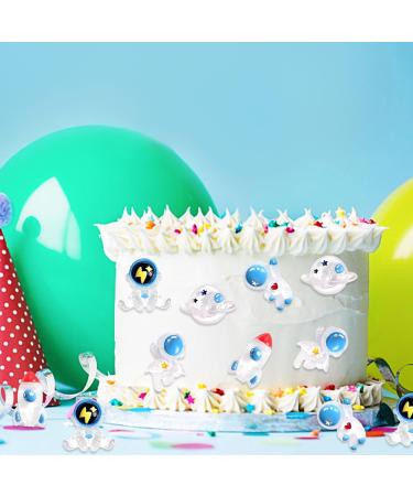 Cyodoos 25Pcs Outer Space Cupcake Toppers Space Astronaut Cupcake Picks Rocket Planet Trip to the Outer Space Themed Kids Children Party Supplies Blue - Buy Online on GoSupps.com